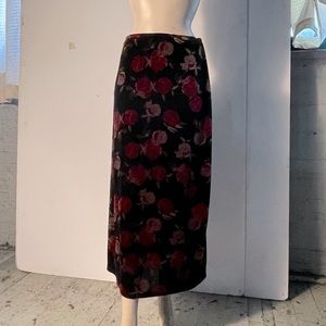 Black Floral Velvet Skirt